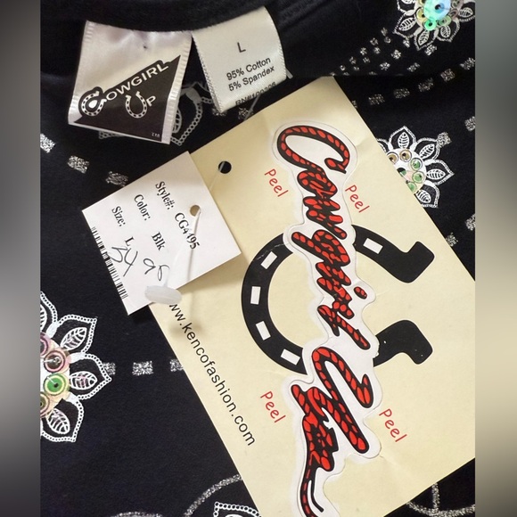 Y2K Cowgirl Up black glittery sequin cami tank top vintage deadstock - Picture 7 of 8